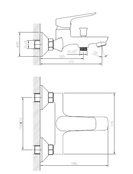 Смеситель для душа  Delhi grafit DL GRF 54, черный